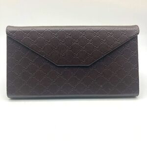 Gucci Monogram Brown Leather Sunglasses Case